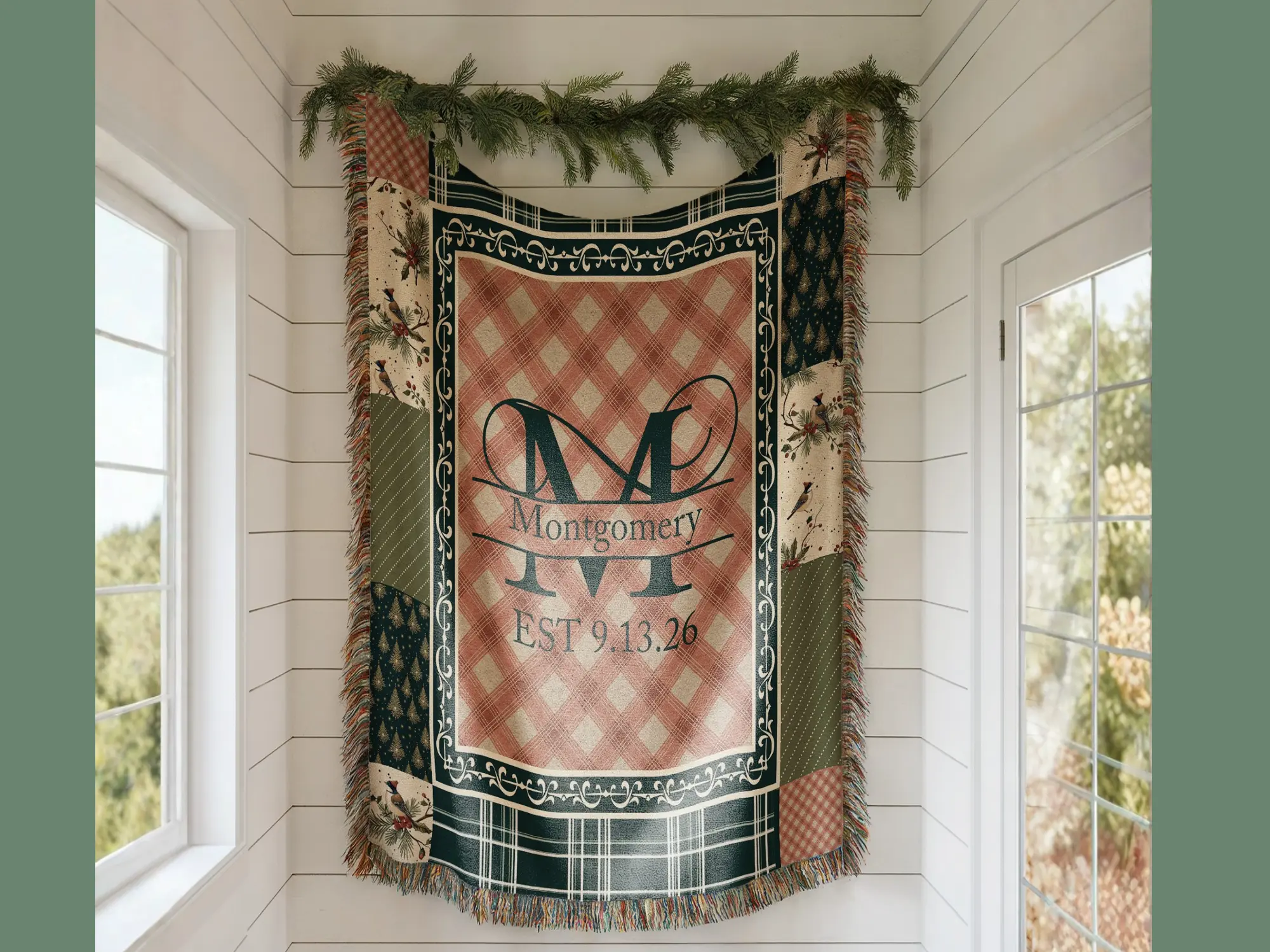 Christmas Tree Woven Blanket , Personalized Christmas Family Blanket, Custom Family Name Throw, Holiday Heirloom Gift, Cozy Christmas Decor