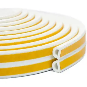 Weather Stripping Seal Strip Tape, Doors Windows Frame Self Adhesive D Type Foam Sealing Tape, 32.8Ft Rubber Soundproof Insulation Cell Foam Stripping, White