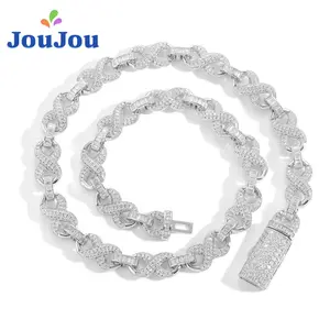 JouJou 2025 10mm Eye Cuban Chain Micro-Paved Zircons Copper Gold Plated 7-24inch Unisex Hip-Hop Accessory for Trendsetters