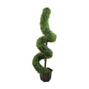 Northlight 56" Potted Two-Tone Boxwood Spiral Topiary Tree Northlight 56" Potted Two-Tone Boxwood Spiral Topiary Tree