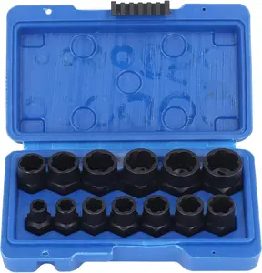 13 Piece Extraction Socket Set, Impact Bolt Nut Remover Set, Bolt Extractor Tool Set with Storage Case Nut Extractor and Bolt Extractor Socket Set