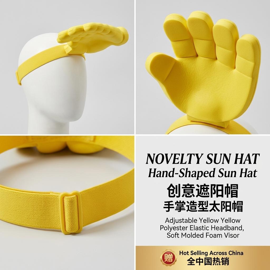 Funny Foam Hand Sun Visor Hat & Silly Straw Glasses Set - "Maximum Laziness" Viral Meme Summer Accessories, Adjustable Novelty Hat for Pool Party, Beach & Gag Gifts