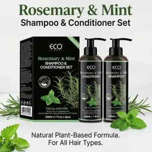 ECO Rosemary&Mint Shampoo&Condition Set - BoostHair Growth, Control Oil & Dandruff,Soothe nourish Scalp lritation & RestoreShine! Outdoorfun Hydrolyzed Keratin pure organic very kiss shampoo healthy hair care