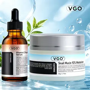 VGO Skincare Set: Vitamin C Serum & Snail Mucin 92% Gel Cream | Hydration, Radiance & Revitalizing Daily Care