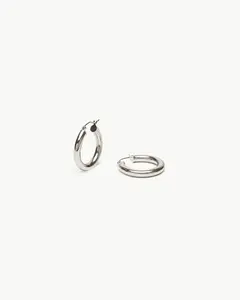 THE SMALL TUBE HOOPS - WHITE GOLD