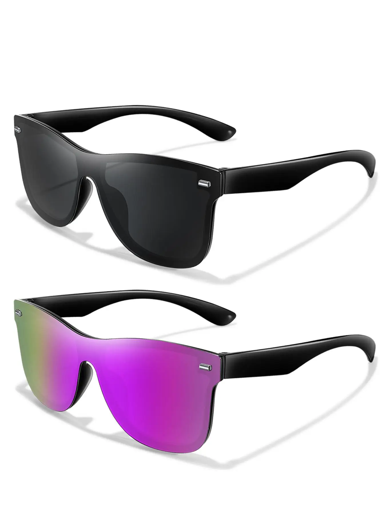 Unisex Simple Style Sunglasses, Square Frame Mirrored Lens Sunglasses, Fashionable Sun Protective Eyewear for Outdoor Activities, Cycling, Running, F