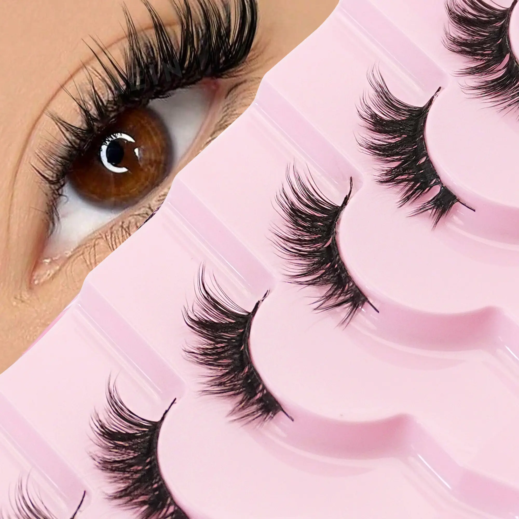 7 Pairs Half Eyelashes 12mm Natural Cat Eye Style, Soft Long Eyelash Tips, Fluffy Short Fake Mink Fur Set, Makeup