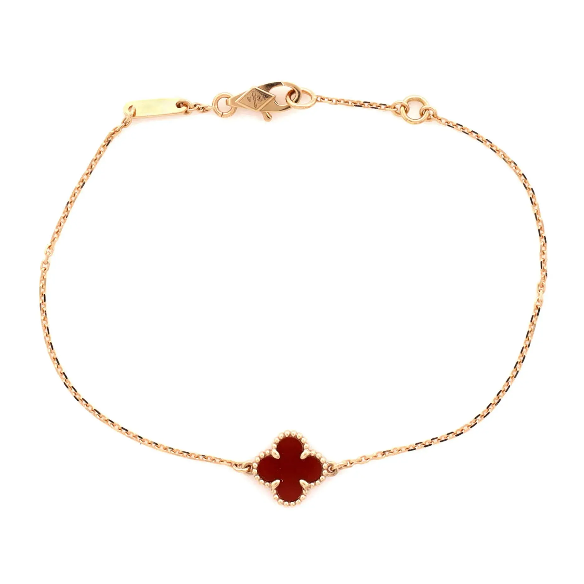 Pre-owned Van Cleef & Arpels Sweet Alhambra Bracelet 18K Rose Gold and Carnelian by Rebag