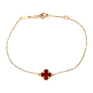 Pre-owned Van Cleef & Arpels Sweet Alhambra Bracelet 18K Rose Gold and Carnelian by Rebag