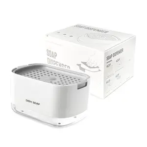 Dish Soap Dispenser -Smart Plastic-Hand Sensor-2-in-1 Sponge Rack Soap Dispenser Pump for Kitchen-Dishwashing Liquid Dispenser-Smart Kitchen Decoración Para Cocina Hogar Cosas Para el Hogar