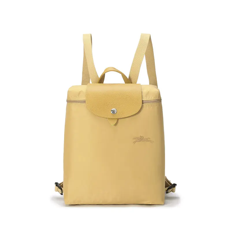 Longchamp Le Pliage Green 26 Eco-Friendly Zippered Flap Backpack With Adjustable Straps In Canvas For Women In Yellow