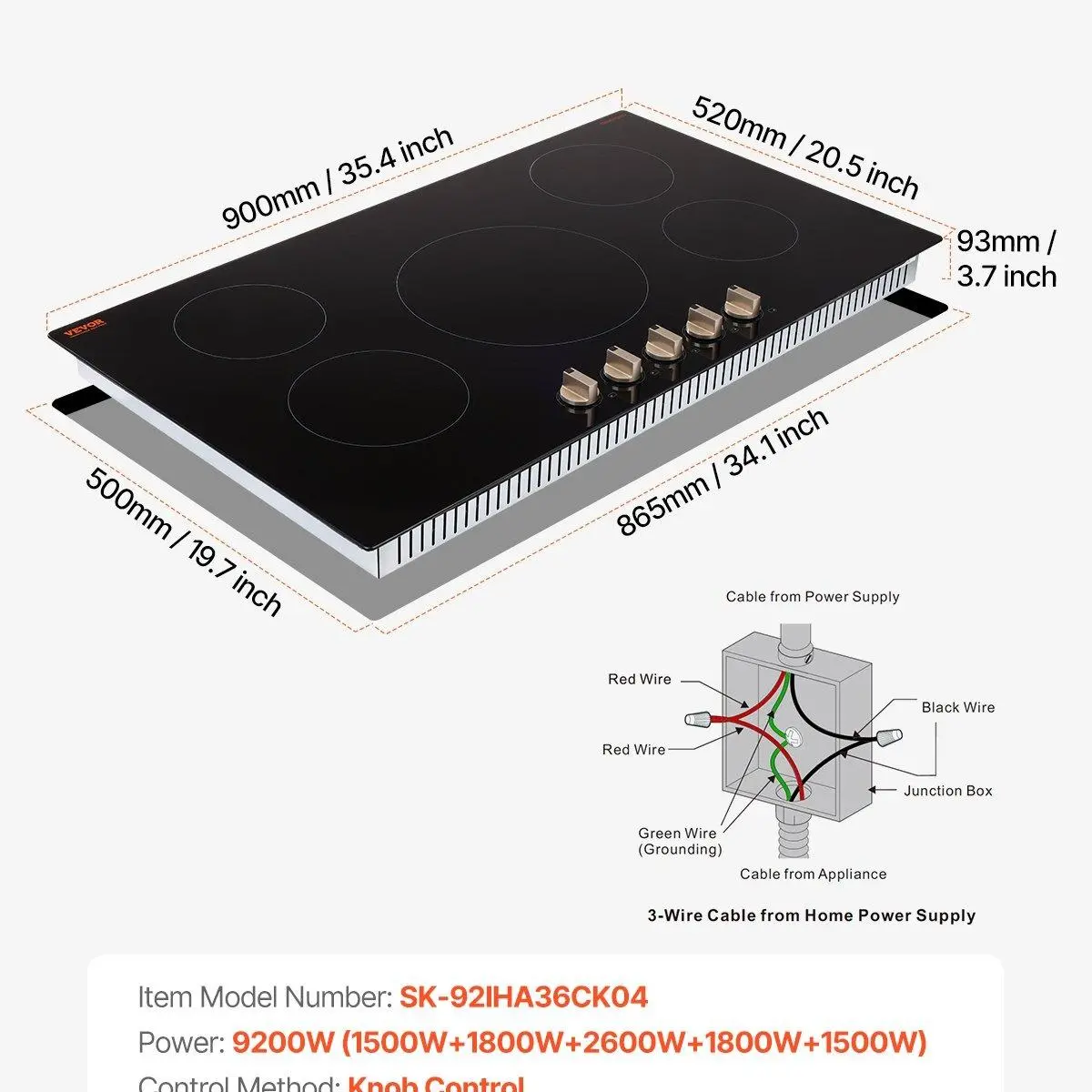 5 Burner --9200 W 【 36 inch】