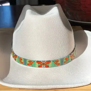Loomed Seed Bead Striped Butterfly Pattern Hatband