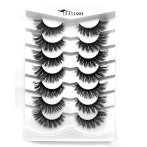 7 Pairs Fluffy False Eyelashes, Natural Curling Eye Makeup Strip Lashes, Volumized False Eyelashes For Women And Girls Eye Makeup Enhancement, Soft Lashes, Separated False Eyelashes