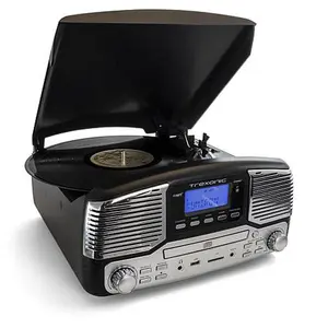 Trexonic Retro Wireless Bluetooth, Record and CD Player - Black Trexonic Retro Wireless Bluetooth, Record and CD Player - Black