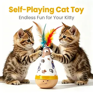Automatic Cat Toy, Feather Stick and Ball Combo, Bestselling Stress Relief Toy, Burn Energy, Essential for Cats, Self-Amusement