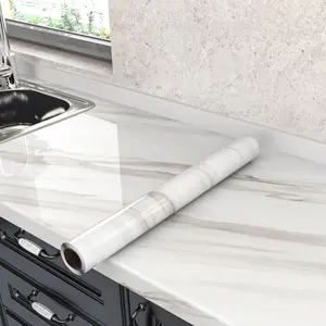 1 Roll Marble Contact Paper Peel and Stick Countertops for Kitchen Countertop Peel and Stick Waterproof Faux Marble Wallpaper Bathroom Granite Self-Adhesive Wallpaper Glossy Desk Cover Marble Backsplash Wallpaper