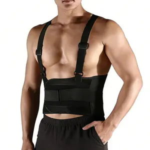 Men's Adjustable Lower Back Support Brace with Removable Suspenders, Back Belt for Heavy Lifting, Construction & Warehouse Work Safety