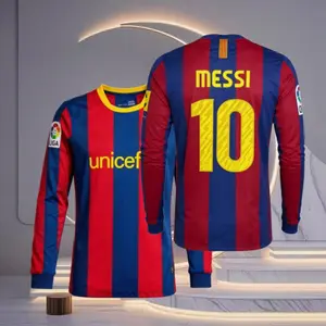 10 11 Home Long Sleeve Retro Jersey 10# Messi Fan Edition Soccer Jersey