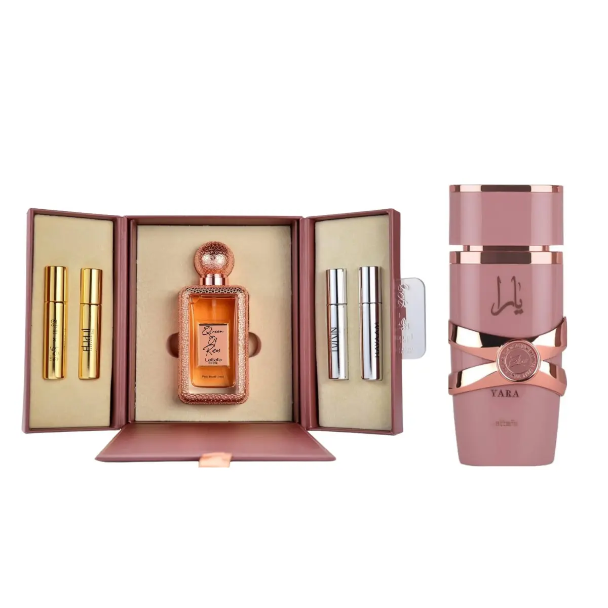 Lattafa Yara Elixir + Queen Of Roses 2-Piece Bundle, Female Fragrance with Regal Floral, Roses Amber Scent and Playful Vibe, 2 Piece Sets, Floral Fragrance Blend, Perfume Gift Bundle