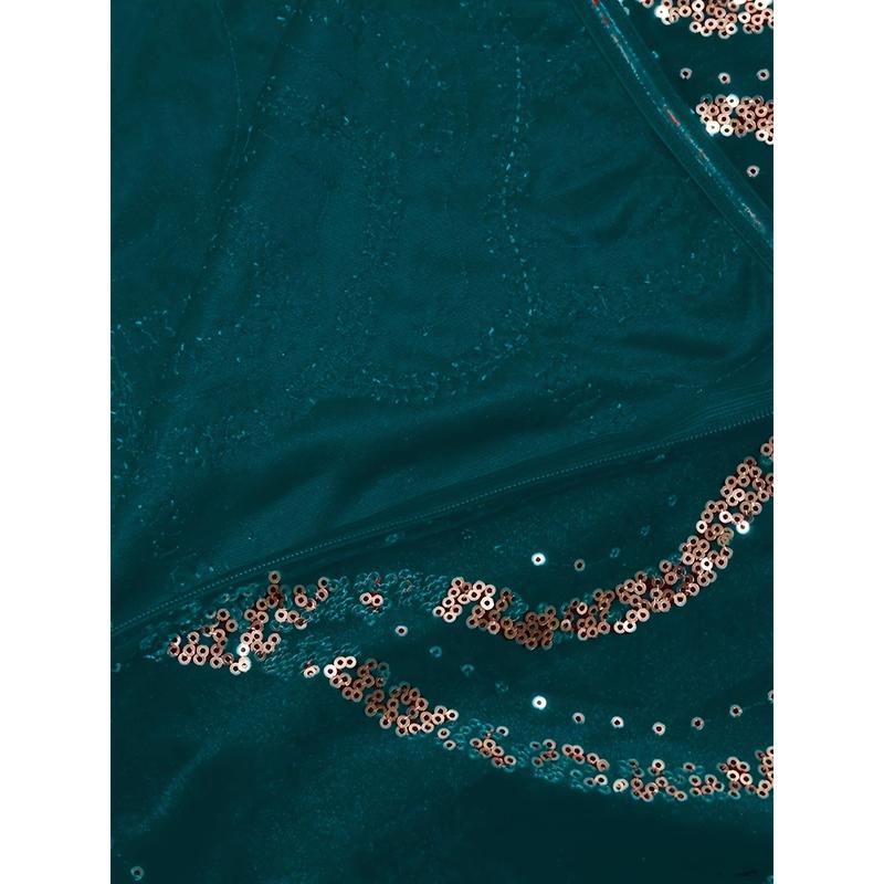 Elegant & Sexy Strapless V-Neck Sequined Dress - Emerald Green & Golden Long Sleeveless Party Dress, Hip-Hugging Machine Washable Formal Evening Gown for Women, All-Season Wear, Evening Event Attire, Elegant Style, Sophisticated Craftsmanship