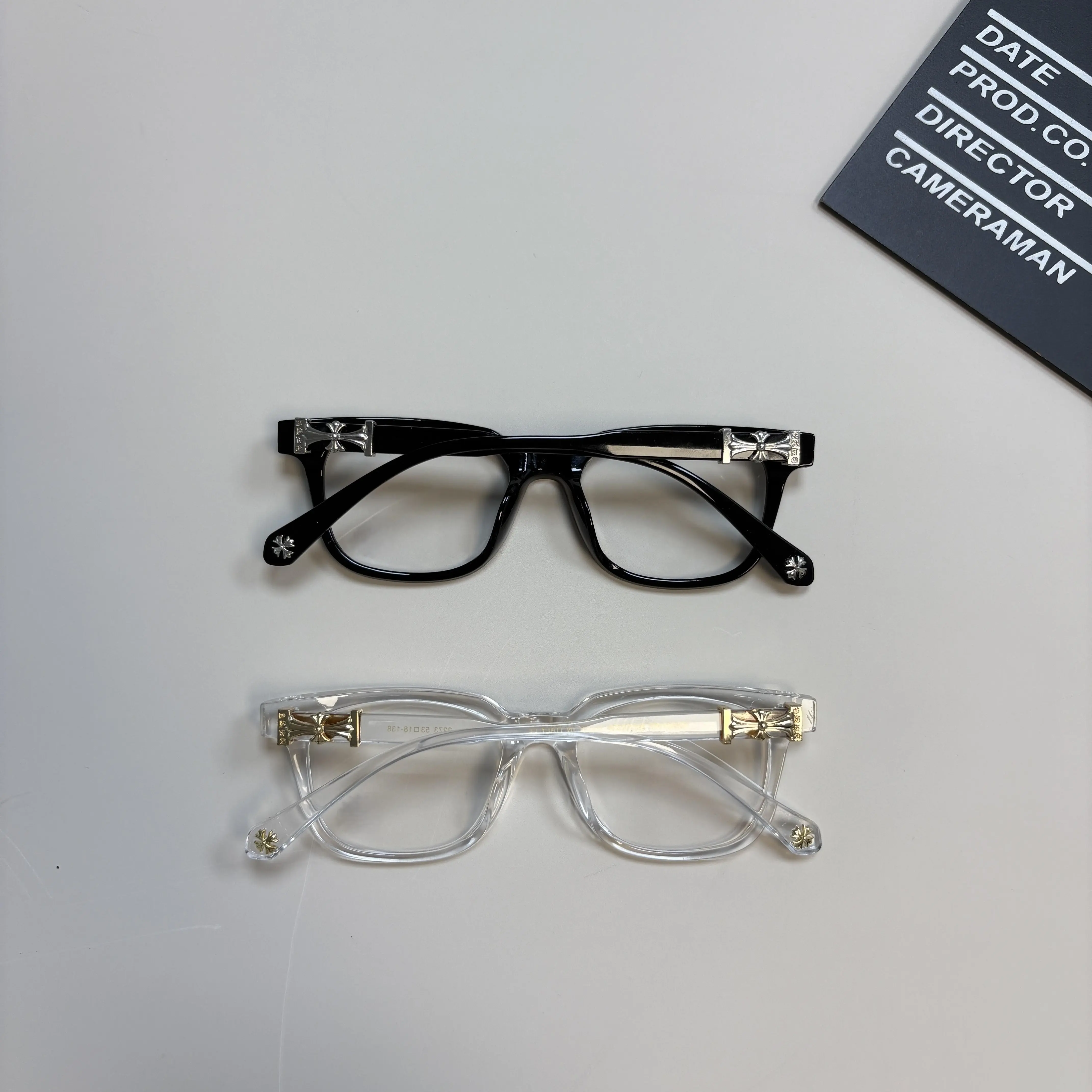 2pcs - Black Silver + Clear Gold