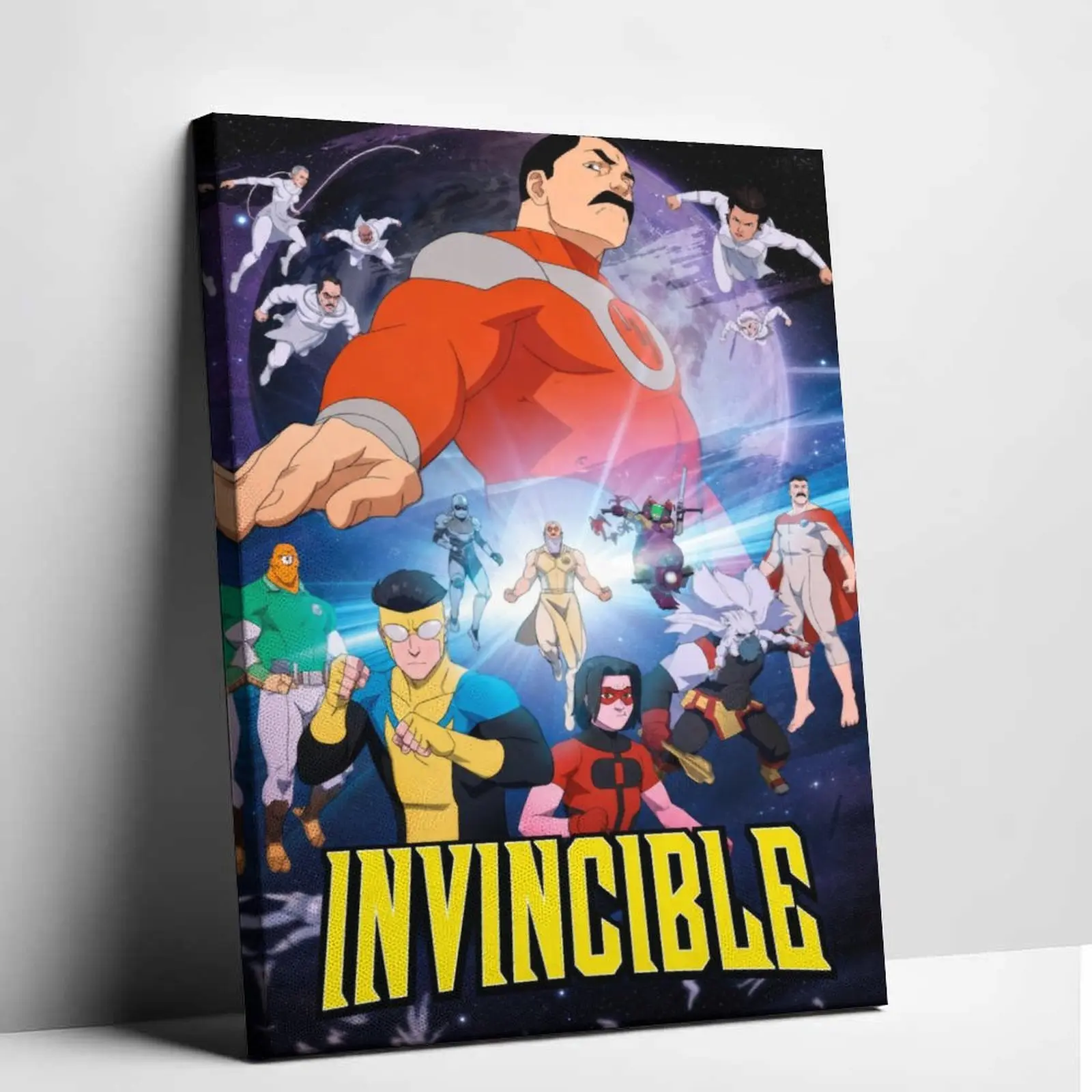 Invincible Omni-Man and Mark Grayson Poster, Animated Superhero Canvas Print, Comic Character Wall Art for Bedroom, Dorm and Game Room Decor