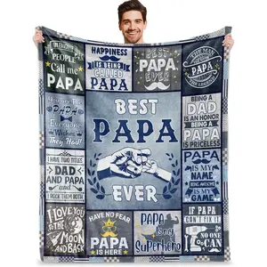 Papa Gifts from Granddaughter Grandson, Best Gifts for Papa, Best Papa Ever Gifts, Papa Birthday Gifts from Grandkids, to My Papa Grandpa Gifts for Fathers Day Christmas, Papa Blanket Gifts 60"X50", Printed on One Side with a Plain White Back