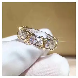 Cross 10K Gold 4mm Moissanite Ring 925 Sterling Silver Engagement Wedding Band for Men & Women