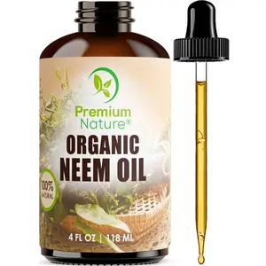 Organic Neem Oil - 100% Pure Cold Pressed for Skin, Hair, and Indoor Plants - 4 oz