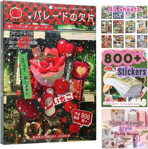 Japanese Sticker book – 45 Sheets, 800+ Retro Manga Style Stickers for Scrapbooking, Journaling, DIY Crafts, Gifts & Kawaii or Cute Sticker Book for Adults