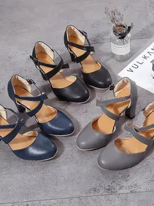 Cross-Strap Block Heel Pumps