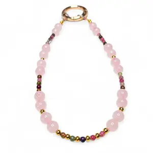 Rose Quartz Crystal Phone Wristlet | Genuine Gemstone Phone Strap | Beaded Phone Dangle for Self-Love | Luxury Heart Chakra Accessory