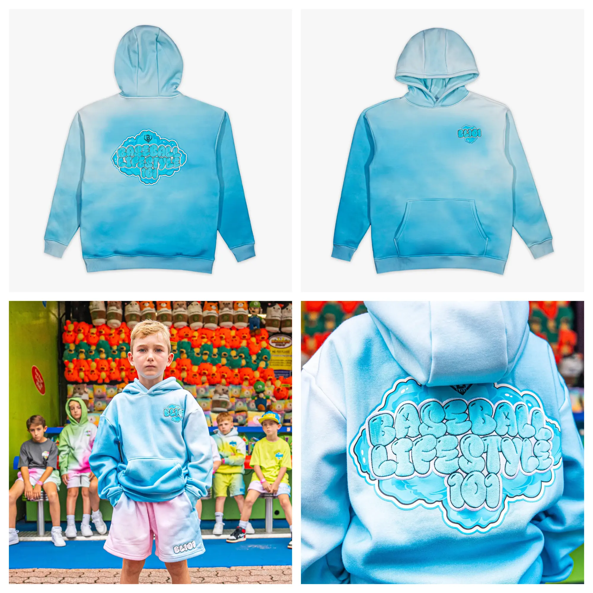 Baseball Lifestyle 101 - Cotton Candy Hoodie - Blueberry - Youth & Adults Sizes