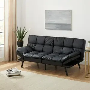 Mainstays Black 72" Memory Foam Futon Sofa Bed Convertible Sleeper Sofa with Soft Cushion Support for Home Office Apartment