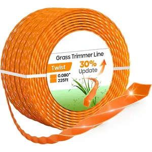 String Trimmer Line .080", 225 Feet Weed Eater String, Twisted Trimmer Line for Universal Replacement, Orange Premium Nylon String Trimmer Line for Light Grass&Weeds