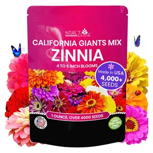 NatureZ Edge Zinnia Seeds for 2026 Planting Outdoors, Over 4000 Flower Seeds, 1 Oz, Non GMO Made in USA, Bulk Semillas De Flores para Sembrar, California Giants, Easy to Grow Zinnia Seed Mix