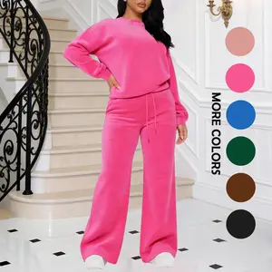 Women's Velvet 2-Piece Tracksuit Set with Pockets - Soft Korean Fabric, Comfortable Jogger Outfit for Casual & Travel