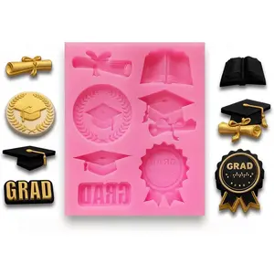 2026 Graduation Silicone Mold for Cake Pops Chocolate Diplomas Candy Favors Diy Cap Diploma Silicone Mold Fondant 1Pack