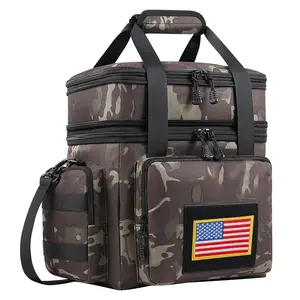Double Layer Insulated Lunch Bag for Work School Picnics Beach Lunch Boxes Reusable Portable with Side Pockets One Shoulder Waterproof Leakproof Camo Lunch Box