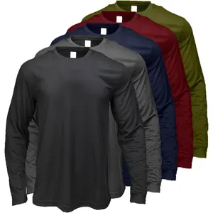 5 Pack Men's Activewear T-Shirts Quick Dry Long Sleeve Work Tees Moisture Wicking Running Clothing