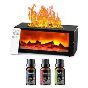 Upgraded 300ml Fireplace Diffuser Essential Oil 7 Colorful Large Flame Fire Humidifier Changing Aroma Diffuser for Aromatherapy Yoga Room Bedroom, Room, Office, Home with Remote Timer and Auto Off