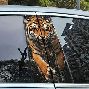 2pc Tiger Vinyl Stickers, Creative Car B-Pillar Protection Decals, Easy Peel & Stick, Sunproof Waterproof Scratch-Resistant, All Cars Decor, Decal For Cars, Cool Car Decoration