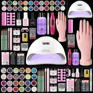 Acrylic Nail Kit for Beginners: Monomer Acrylic Nail Liquid Powder with Practice Hand U V Light Drill French Tips for Nail Starters with Everything Home Salon Gift Set (White)