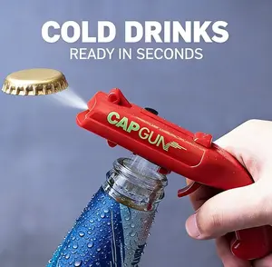 Funny Cap Gun Bottle Opener, Handheld Beverage Cap Launcher, Bottle Openers Party Favors Gamer Bottle Opener for BBQ, Party, Ideal for Home Bars, Wedding Favors