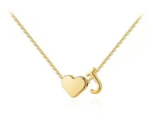 Tiny Initial Necklaces for Women Golden Heart Letter A-Z Necklace Dainty Heart Name Necklace Personalized Initial Tag Pendant Birthday Gifts Anniversary Gifts Jewelry for Women Girls Valentine’s Day Gift