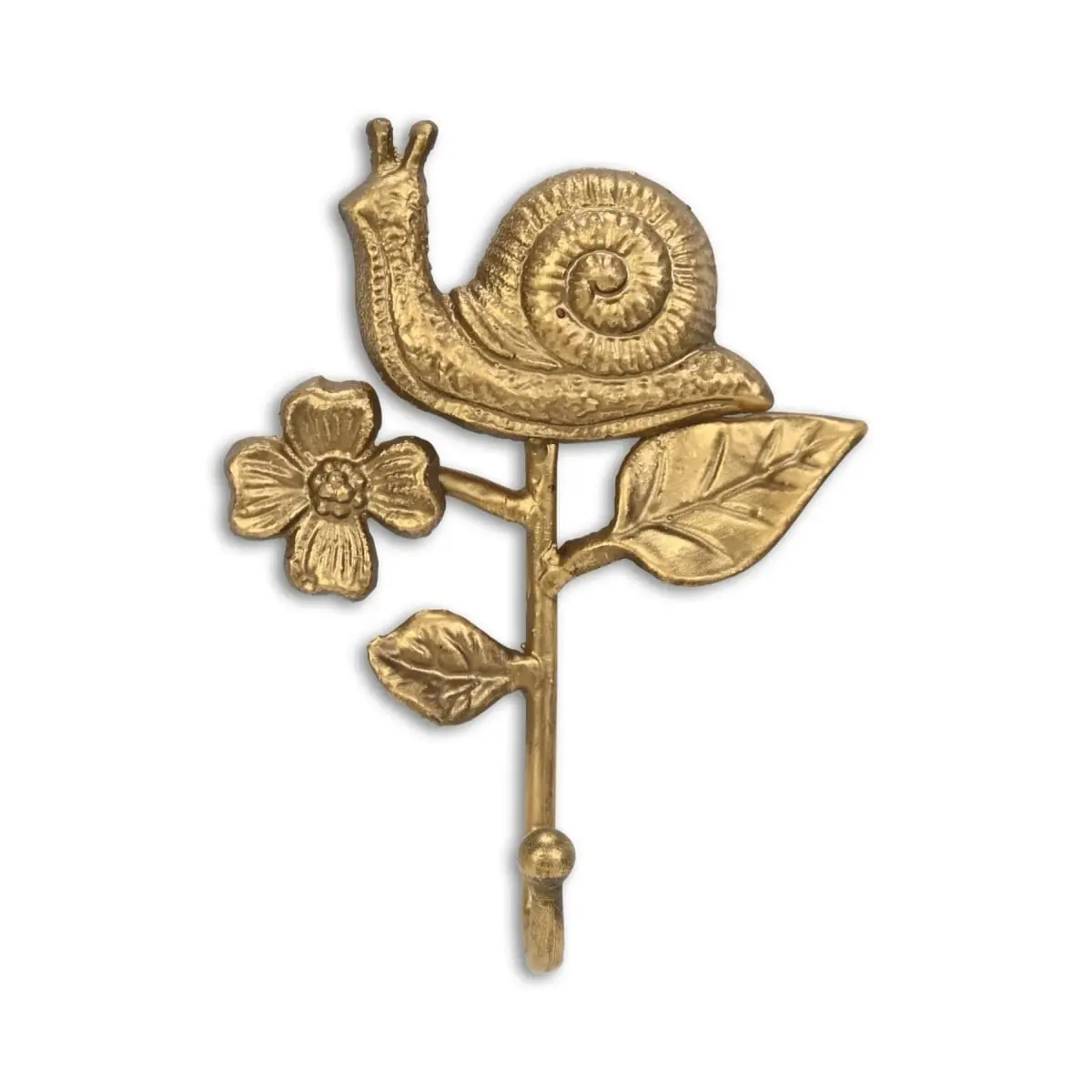 Cheungs 6114GD Minimalist Mythra Snail & Floral Metal Wall Hook - Golden, Decorative Hanging Hook for Home Organization