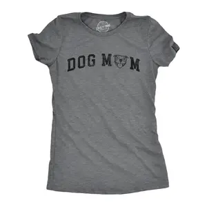 Womens Dog Mom Pitbull T Shirt Funny Cute Puppy Pet Pitty Lovers Tee for Ladies Funny Womens T Shirts Cute Vintage Fashion Casual Ladies T-Shirt Gift Funny Dog Top Women's Novelty Tees Dark Grey