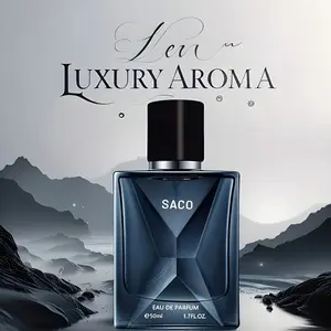 SACO Men's Eau de Parfum 1.7oz Long Lasting Woody Fragrance Refreshing Summer Scent for Dating & Daily Wear Ideal Gift for Him Glass Perfume Bottle