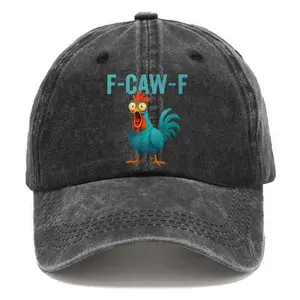 Unisex Washed Baseball Cap F-CAW-F Print Chicken Graphic Hat Retro Adjustable Dad Hats Gift for Men/Women, Unstructured/Cotton Newer Cap